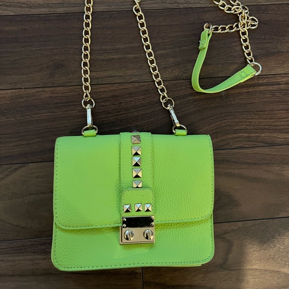 BCBG Handbags - BCBG lime green gold chain purse crossbody or shoulder NEW handbag